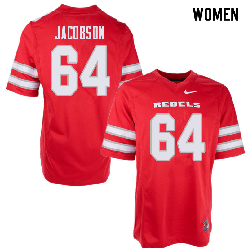Women's UNLV Rebels #64 Nathan Jacobson College Football Jerseys Sale-Red